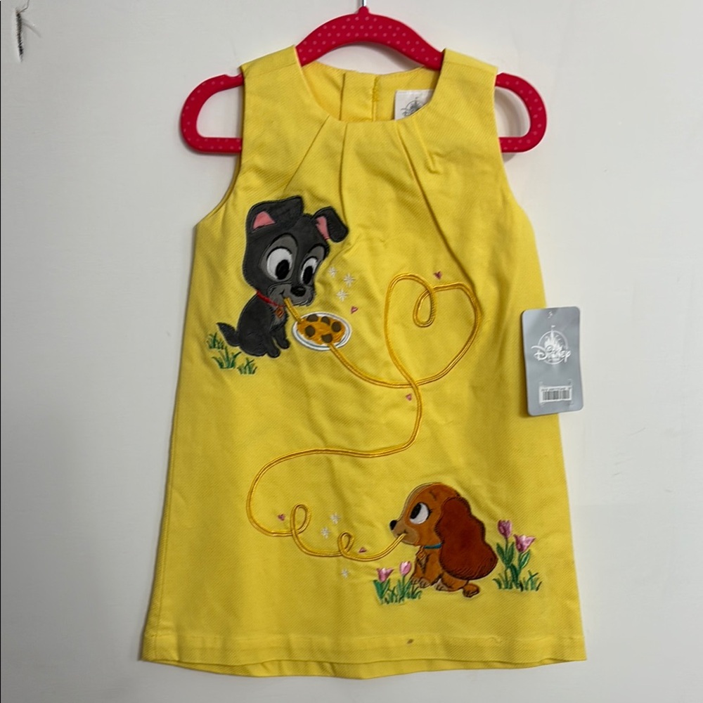 NWT Disney Yellow Dress with Embroidered Puppies - Size 3